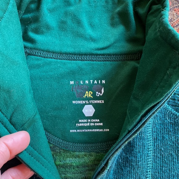 Mountain Hardwear Wool poly stretch full zip jacket sweater dark pine green S M - Picture 5 of 13